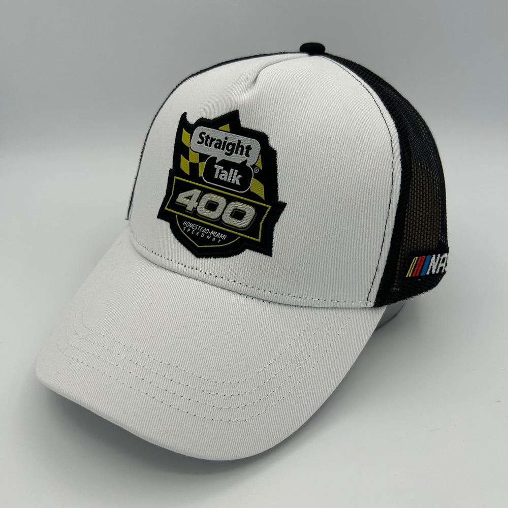 NASCAR Hat Straight Talk 400 Mens OSFM White Black Trucker Racing Sportswear